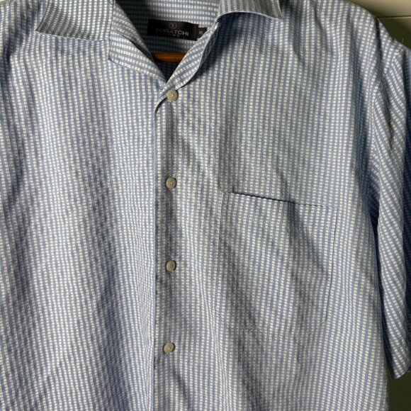 Bugatchi Uomo Short Sleeve Button Down Blue & White Check Sz XL - Picture 6 of 7